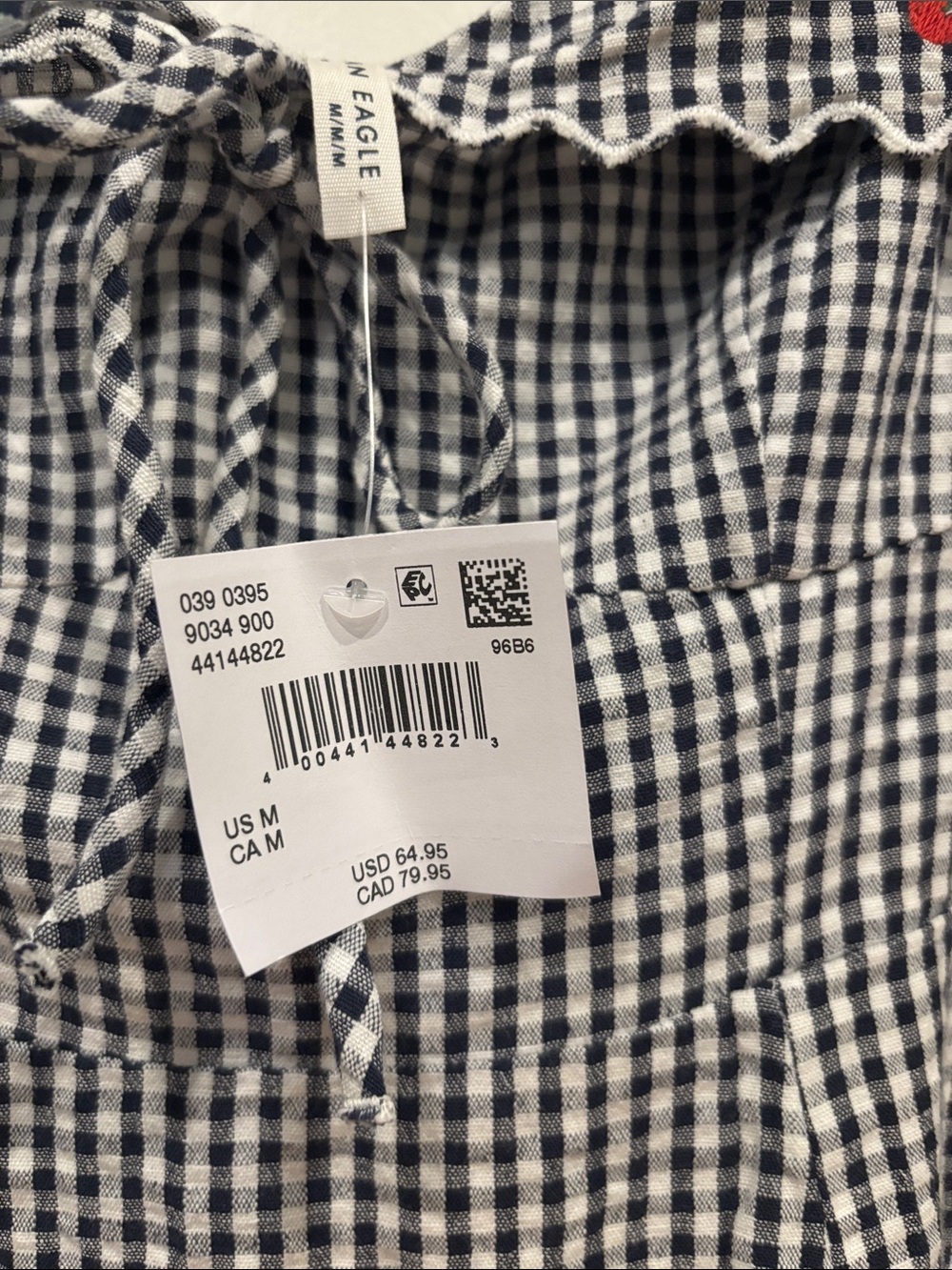 American Eagle Outfitters Black and White Gingham Puff Sleeve Dress - Picture 3 of 5